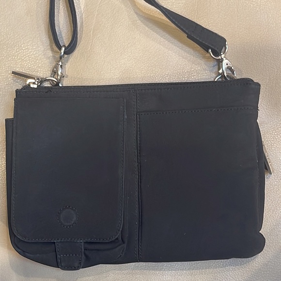 Hobo crossbody bag in black with silver tone hardware, 9 x 6.5 - Picture 2 of 11